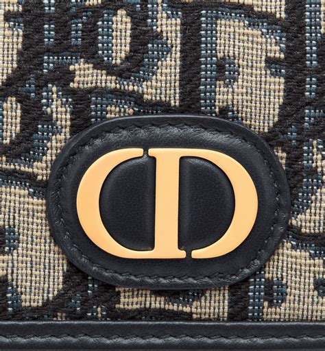 Cartera 30 Montaigne Glycine Dior Oblique en jacquard azul 